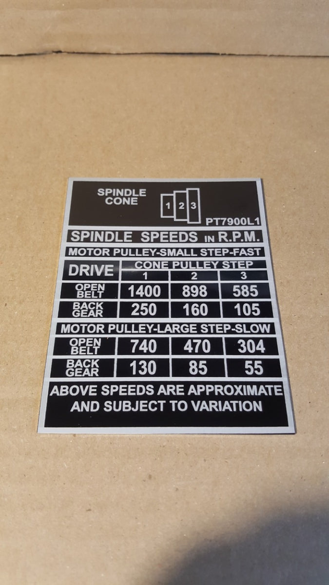 South Bend Heavy 10 Metal Lathe Speed Chart PT7900L1 Farm Boy Sales
