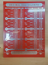Load image into Gallery viewer, Aluminum ATLAS PRESS DECIMAL EQUIVALENTS CHART MACHINIST LATHE TOOL SHOP POSTER