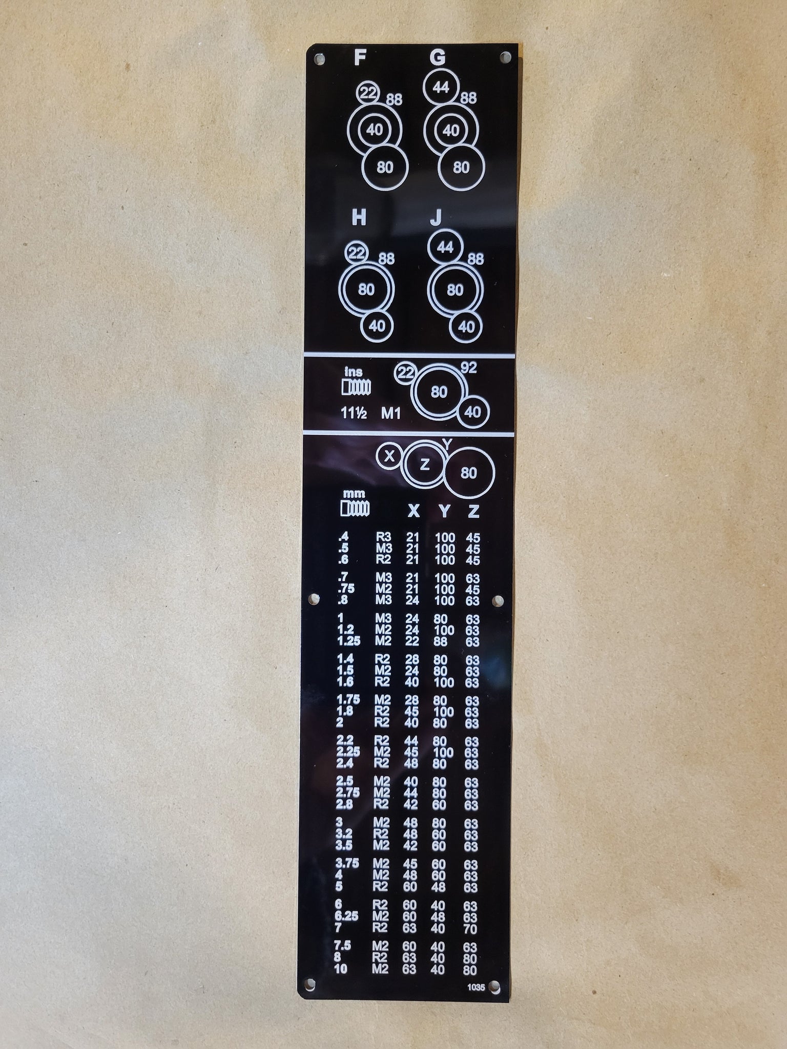 Clausing Threading Chart Clausing 11