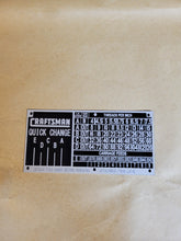 Load image into Gallery viewer, Craftsman 12" Metal Lathe Thread Chart Tag L6-1031
