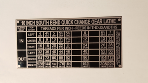 South Bend Heavy 10 Single Tumbler Threading Chart