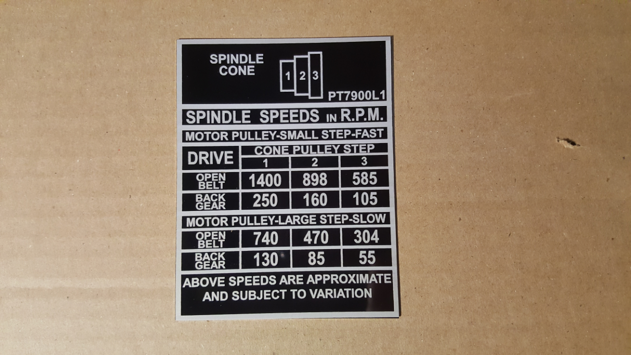 South Bend Heavy 10 Metal Lathe Speed Chart PT7900L1 – Farm Boy Sales